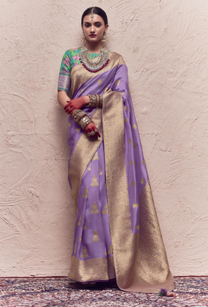 Purple Blouse Silk Saree