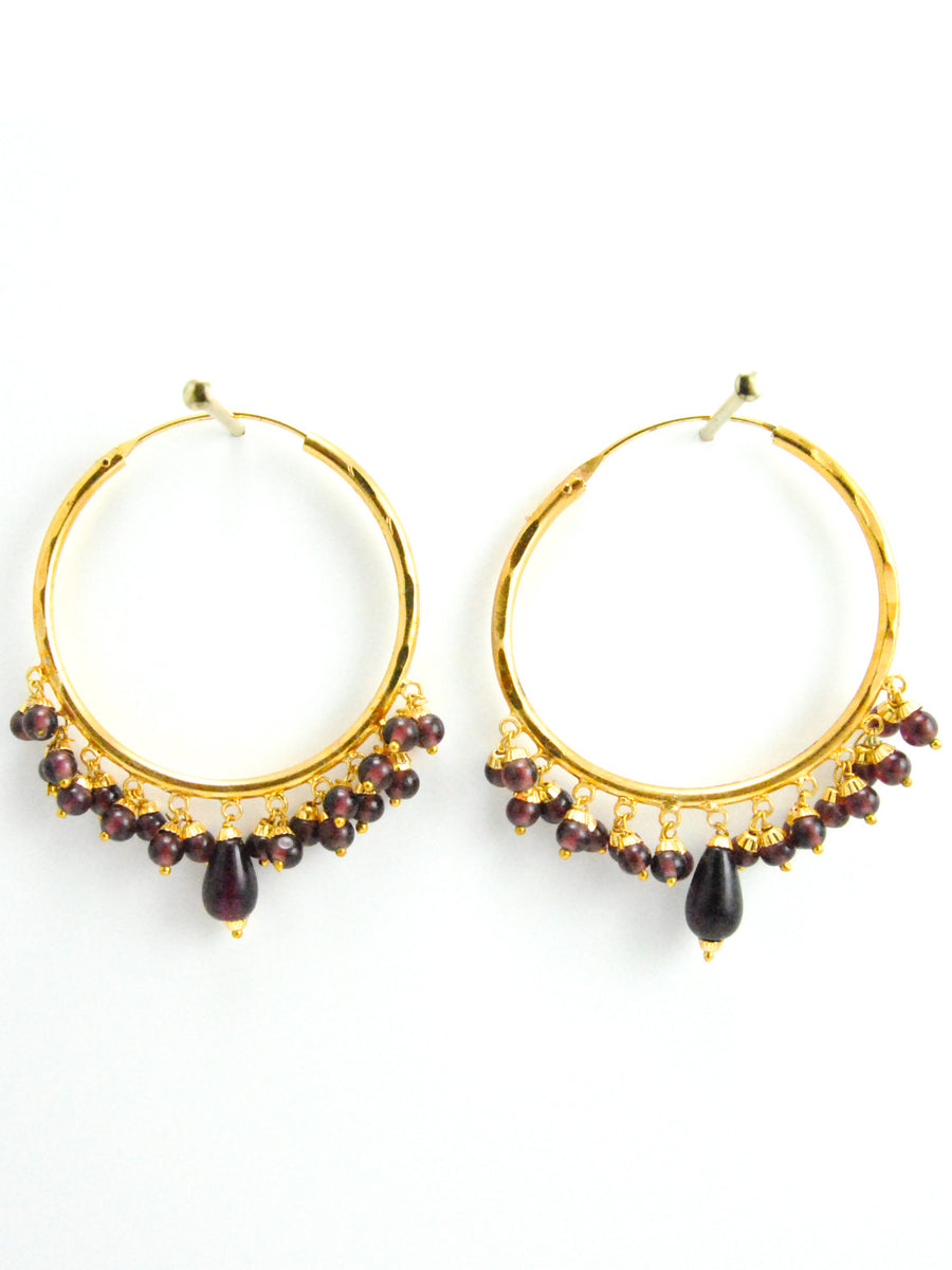 Firoza hoop earrings with Brown beads - Desi Royale