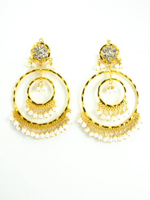 Double Ringed earrings with Pearls - Desi Royale