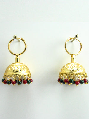 Ethnic Jhumka earrings with Multicolored beads - Desi Royale