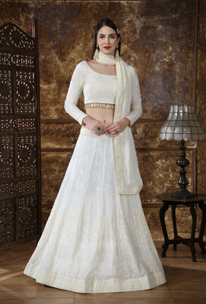Off White Bridesmaids Lehenga Choli - Desi Royale