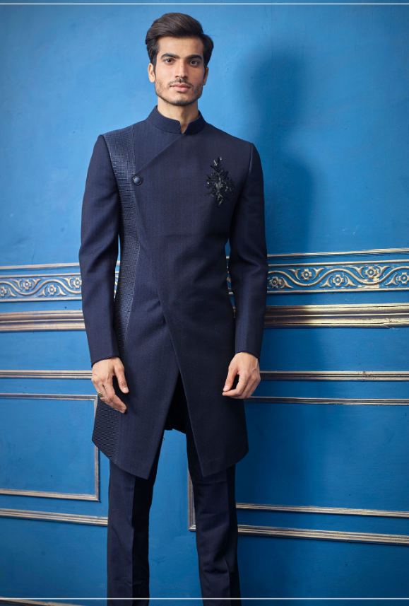 Dark blue sherwani for 2025 groom