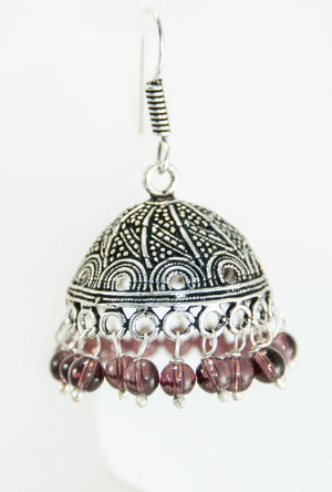 Black metal umbrella earrings with  beads - Desi Royale