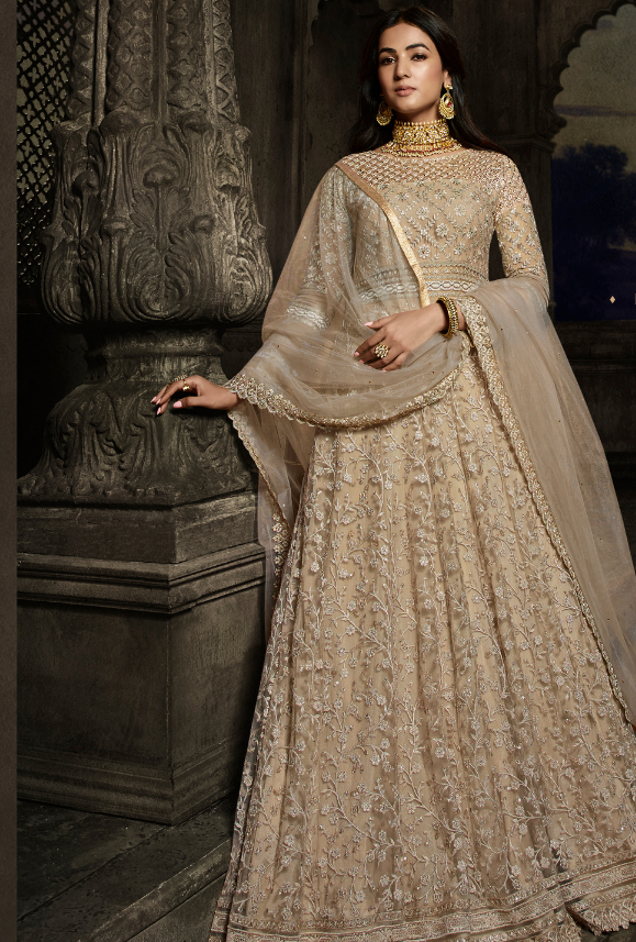 Beige 2025 anarkali suit