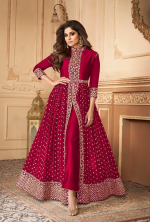 Red Designer Anarkali Suit