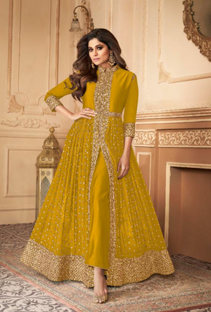 Yellow Designer Anarkali Suit