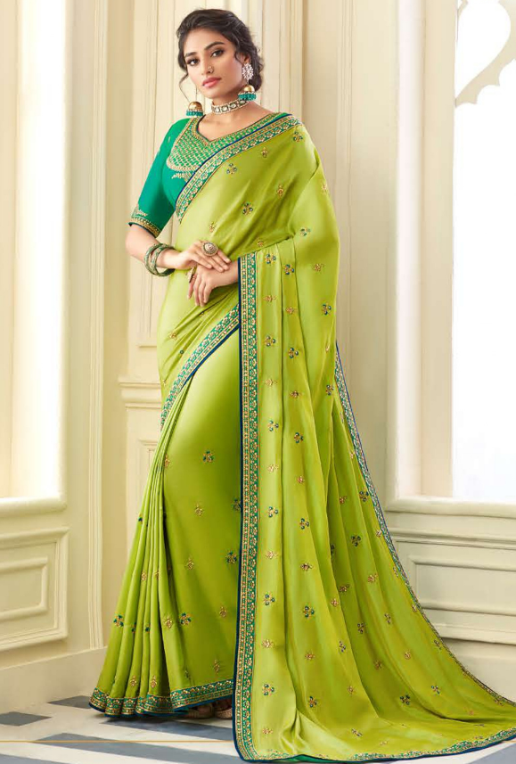 Parrot green bridal discount saree