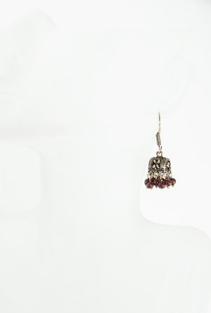 Gold metal earrings with brown beads - Desi Royale