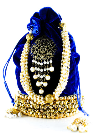 Blue Wedding Potli bag - Desi Royale
