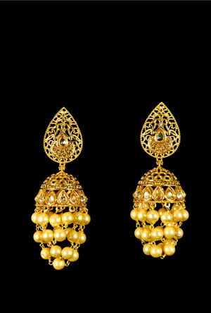 Elegant multi layer bell drop earrings - Desi Royale