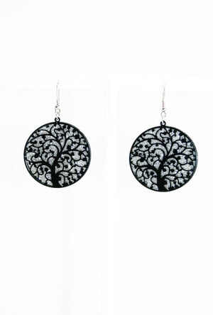 Black filigree circle earrings - Desi Royale