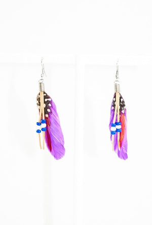 Purple feather earrings - Desi Royale