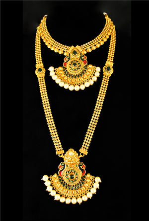 Antique peacock pendant necklace set - Desi Royale