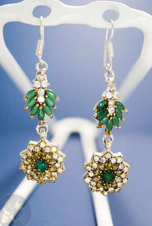 Emerald diamond Silver earrings - Desi Royale