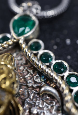 Ganesha Silver pendant with gemstones - Desi Royale