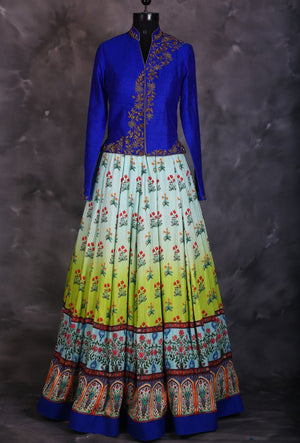 Blue designer indian dress with dupatta - Desi Royale