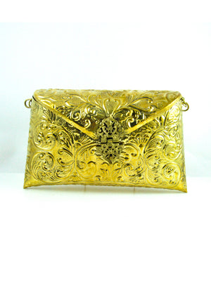 Gold Metal Clutch bag - Desi Royale
