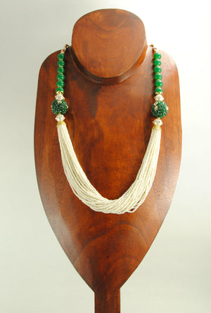 Mehnaaz Necklace Set With Sterling Emerald Beads - Desi Royale