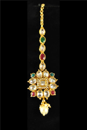 Antique heavy designer bridal necklace set - Desi Royale