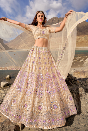 Cream Lehenga Choli