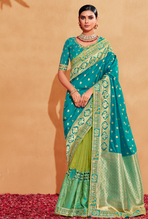 Blue and Green Saree