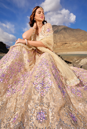 Cream Lehenga Choli