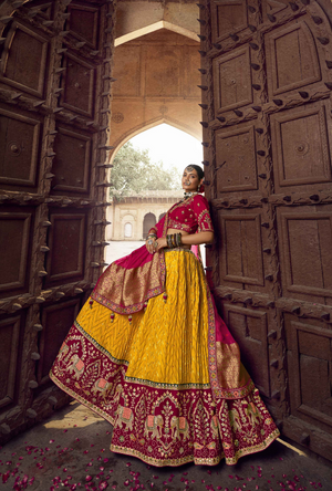 Red and Yellow Lehenga Choli