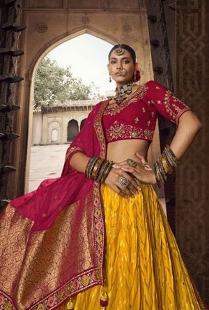 Red and Yellow Lehenga Choli