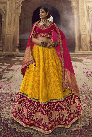 Red and Yellow Lehenga Choli