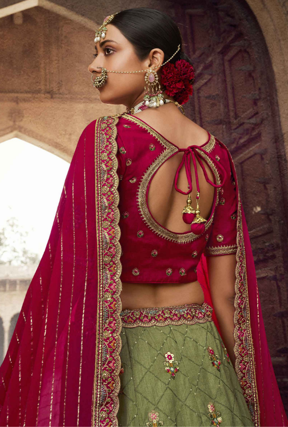 Pink and Green Lehenga Choli