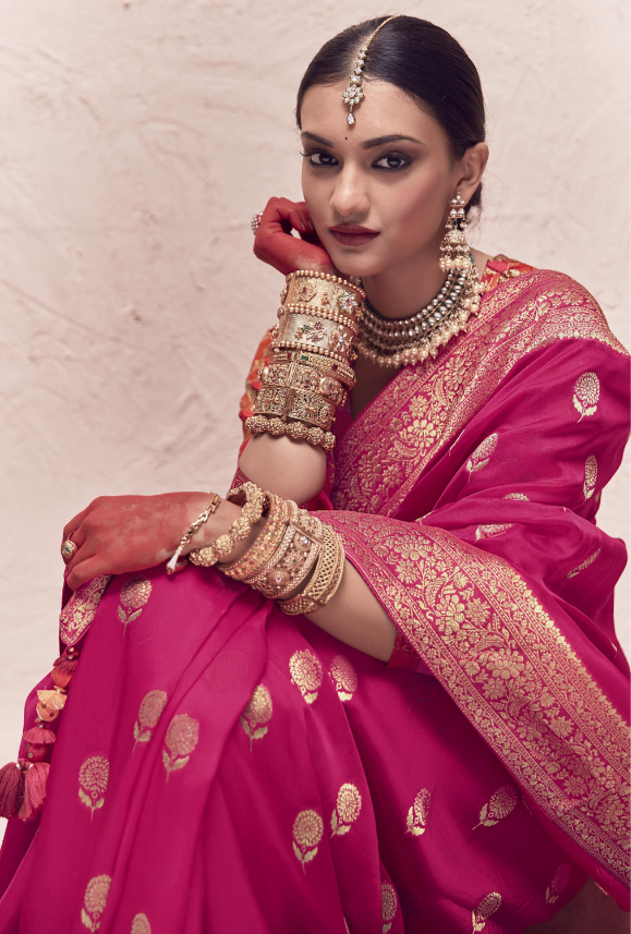 Pink Bridal Silk Saree