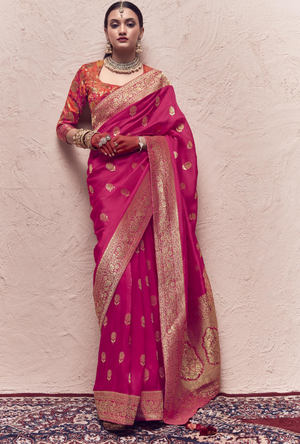 Pink Bridal Silk Saree