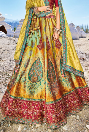 Multicolour Bridal Banarsi Silk Lehenga