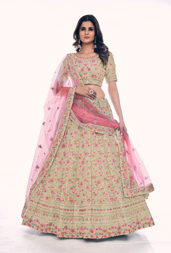 Cream Lehenga Choli