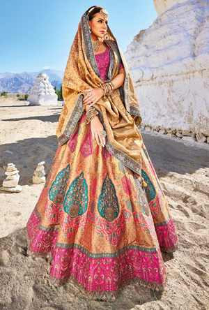 Multicolour Banarsi Silk Lehenga