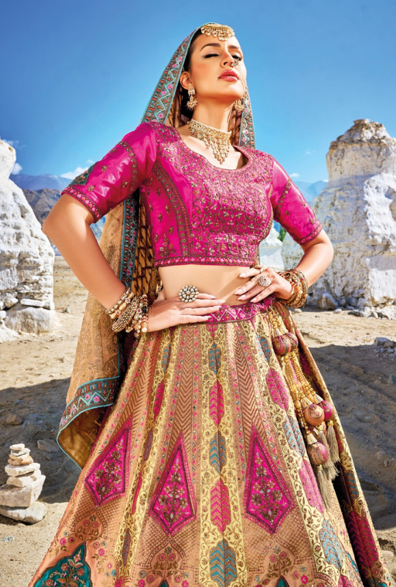 Multicolour Banarsi Silk Lehenga