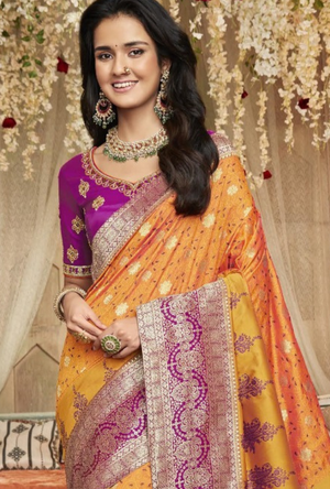 Orange and Purple Saree