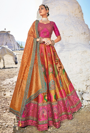 Multicolour Banarsi Silk Lehenga