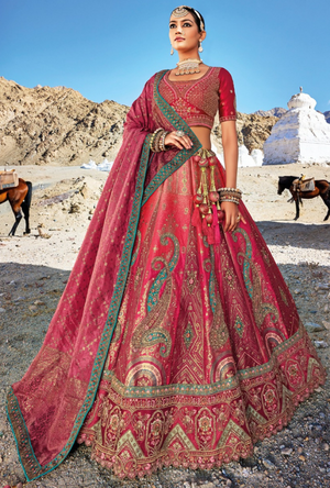 Multicolour Bridal Banarsi Silk Lehenga