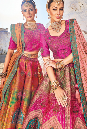 Multicolour Bridal Banarsi Silk Lehenga