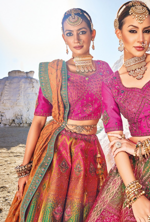 Multicolour Bridal Banarsi Silk Lehenga