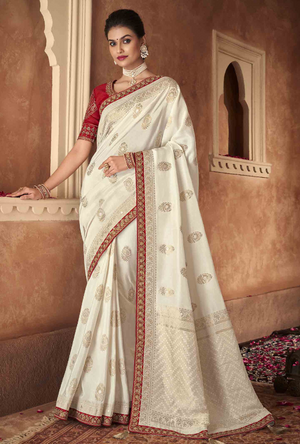 White and Red Saree