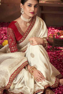 White and red 2025 saree for wedding