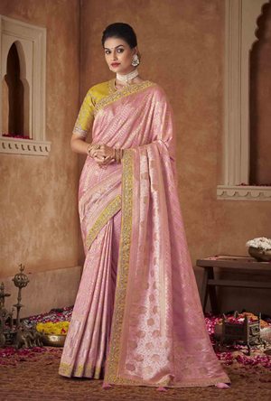 Yellow and Pink Saree