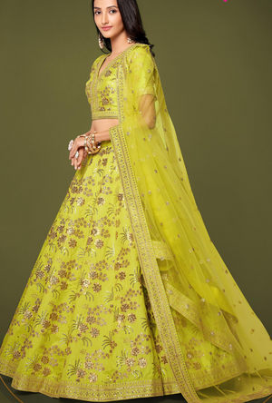 Parrot Green Lehenga Choli