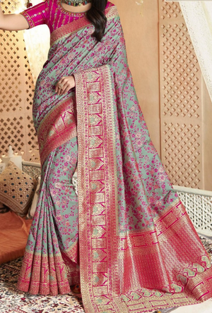 Grey and Pink Saree