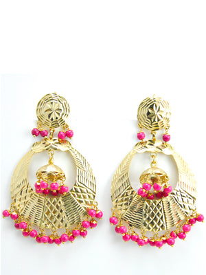 Banjara earrings with Pink beads - Desi Royale
