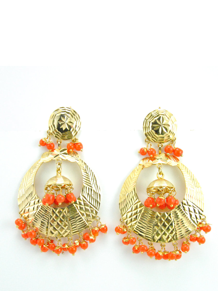 Banjara earrings with Orange beads - Desi Royale