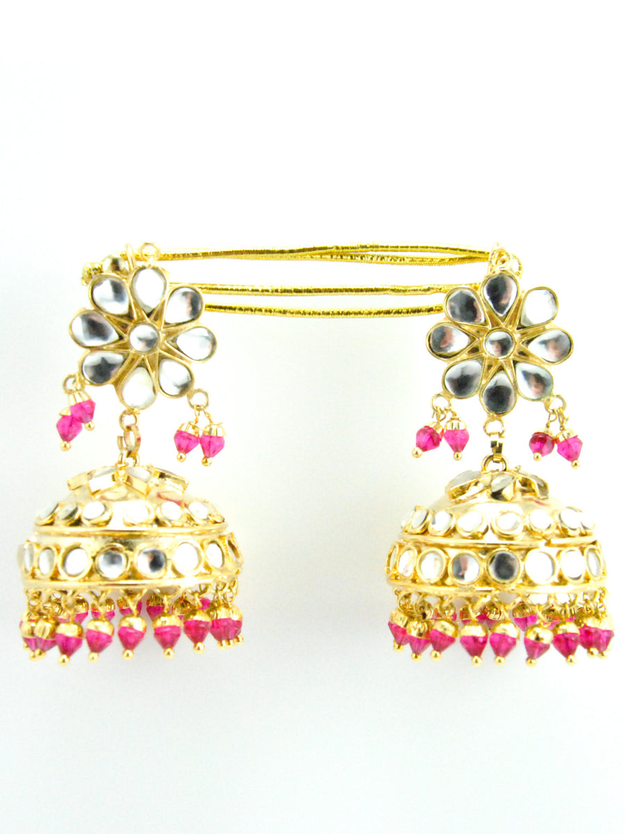 Raj Gharana Kundan Jhumka earrings - Desi Royale