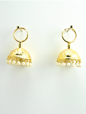 Desi Jhumka earrings with Faux pearls - Desi Royale
